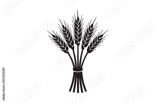Wheat Sheaf silhouette vector art illustration on white background