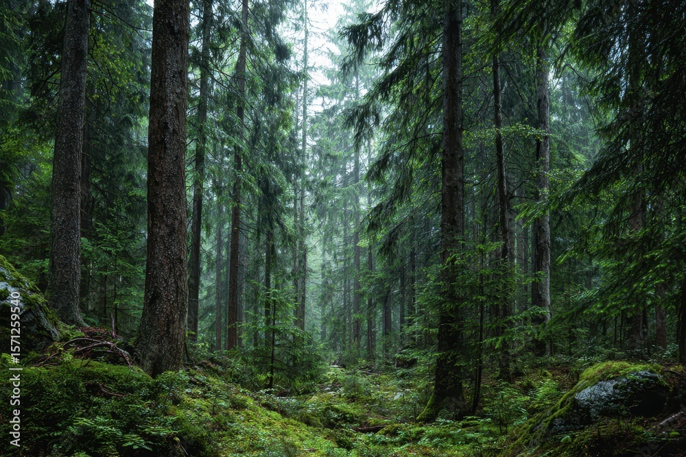 Lush verdant trees in the woods Lush verdant trees in the woods