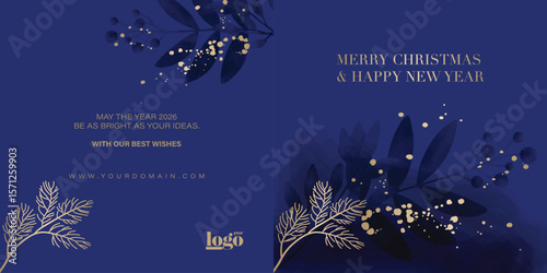 2026 logo and premium wish card with leaf style. Happy new Year.