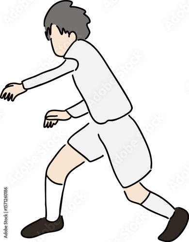 역동적인 포즈로 축구를 하는 선수 일러스트