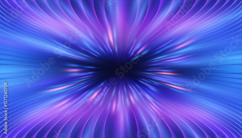 Schilderij op canvas Speed light tunnel background with warp space time neon effect and radial hyperspace lines