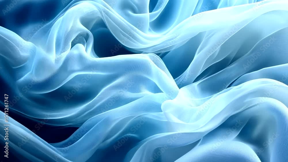 Elegant flowing blue fabric background for digital design and artistic presentation