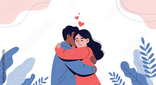 A tender embrace between two lovers expressing deep affection and connection