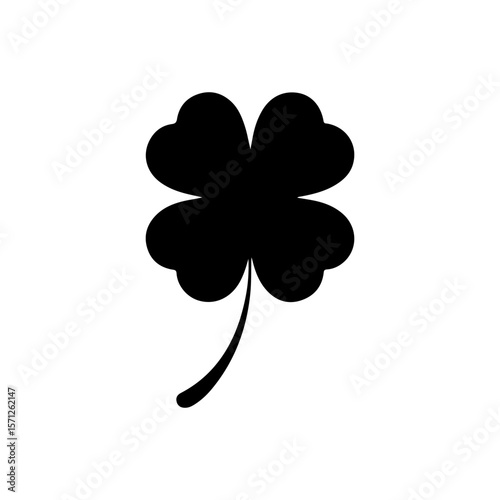 Simple Black clover silhouette design on white background