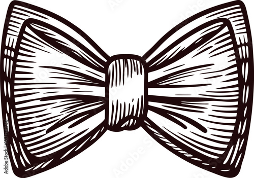 Hand drawn vintage bow tie isolated on white background engraved sketch fashion accessory illustration