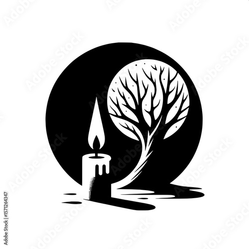 Candle Casting Shadow of a Tree SVG