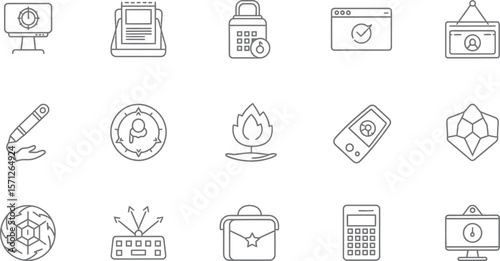 Collection of outline icons representing various concepts and technologies