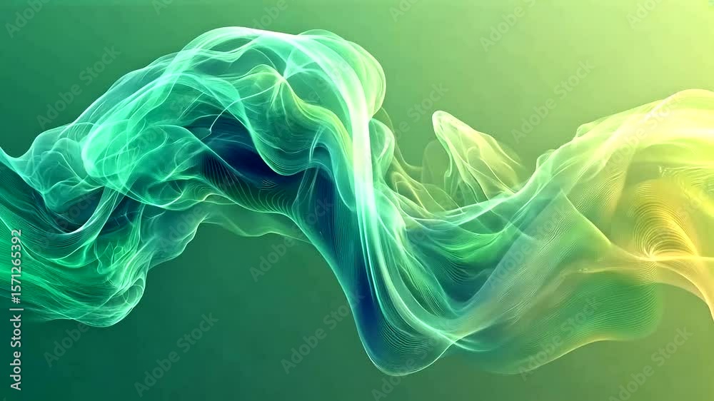 Elegant flowing green and yellow abstract background video for creative projects