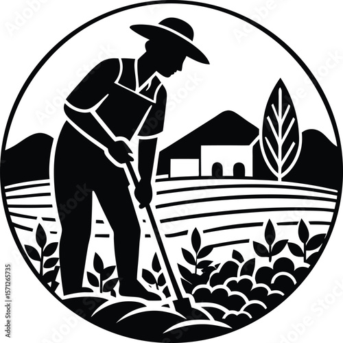 Vector drawing illustration of a fisherman with a fishing rod and boat or fishing net silhouette, fishing boat, fishing net, silhouette art