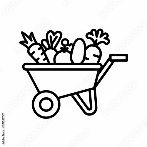 Fresh vegetables in a wheelbarrow, for farm market design