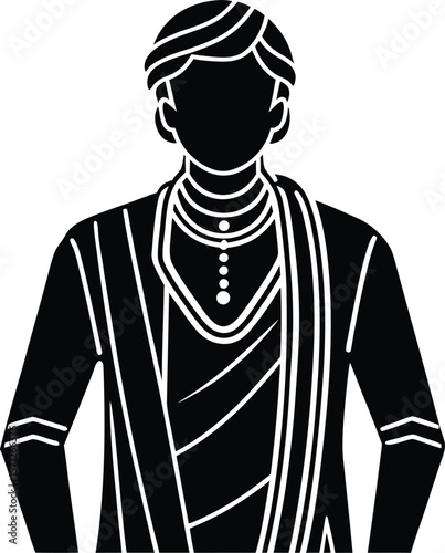 A vector illustration of a man in a black suit, standing with his back to the viewer, conveying a sense of business fashion and art , sharp, refined, neat, slick, character, abstract