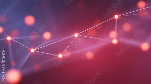 abstract digital network background featuring glowing red and pink dots connected by thin lines, creating a sense of dynamic data flow and interconnectedness against a blurred, vibrant backdrop.