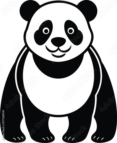 A cute baby panda bear cartoon vector illustration for fun wildlife art ,gesture, style, round, face, bamboo, soft, funny