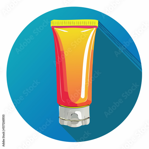 Flat vector illustration of a brown cosmetic squeeze tube with a smooth matte finish. The tube has a slanted top and a rounded rectangular body that tapers slightly toward the bottom