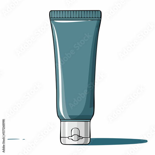 Flat vector illustration of a brown cosmetic squeeze tube with a smooth matte finish. The tube has a slanted top and a rounded rectangular body that tapers slightly toward the bottom