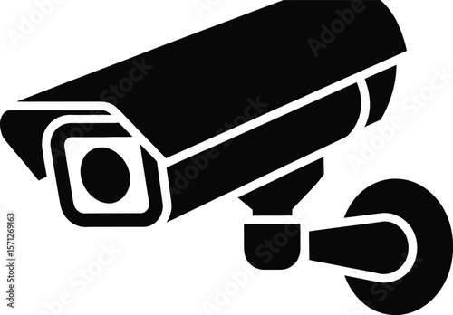 Security Camera Vector Illustration A minimalist black and white design of a surveillance camera ideal for security safety and technology related projects conveying vigilance and