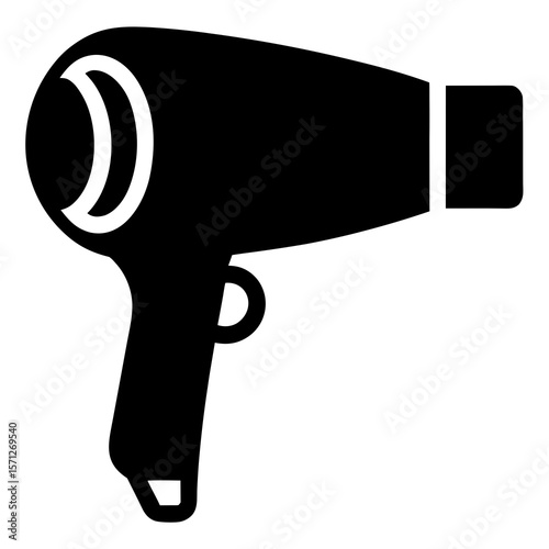 Black hairdryer icon bold silhouette hair dryer heat gun