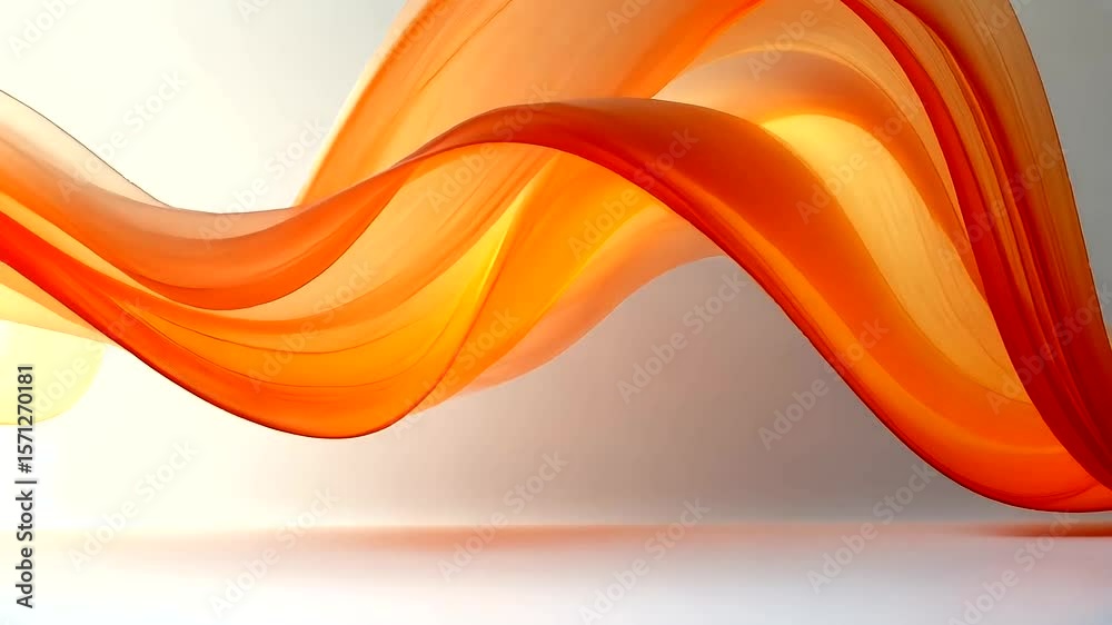 Elegant flowing orange fabric waves against a soft white background for modern design