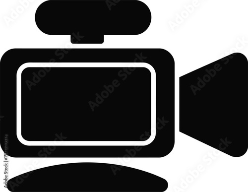 Simple Black and White Icon of a Vintage Video Camera Representing Filmmaking Video Production and the Art of Cinematography in a Minimalist and Modern Style