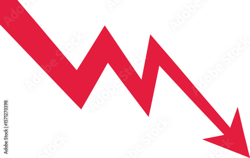 Red downward trending arrow graph symbolizing financial decline or negative trend