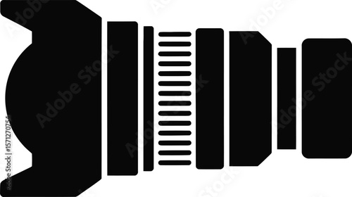 Sleek Black Camera Lens Icon A Modern Symbol of Photography and Optics Perfect for Design Projects Websites and Creative Content Related to Visual Arts and