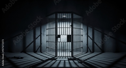 Captivating Dark Prison Cell with Shadows and Light Contrast