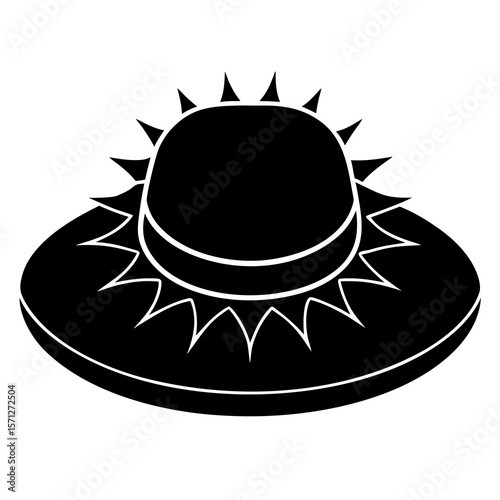 Black sun hat with pointed brim wide brim fashion
