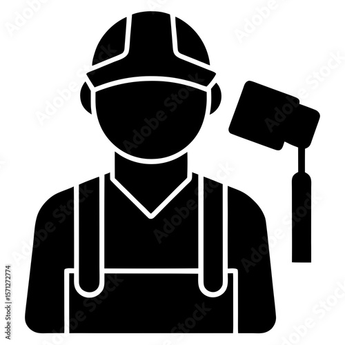 Worker with welding torch icon industry construction