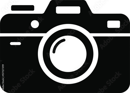 Simple Black and White Camera Icon for Photography and Design Projects a minimalist representation of a professional camera ideal for logos illustrations and creative visuals