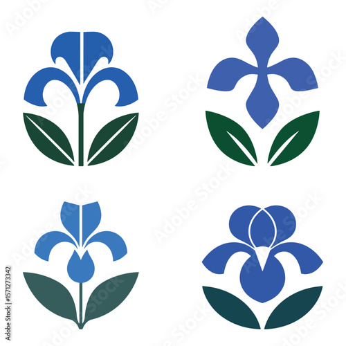 Elegant Blue Iris Floral Design Set