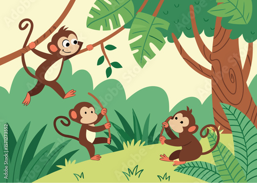 The monkeys are playing.