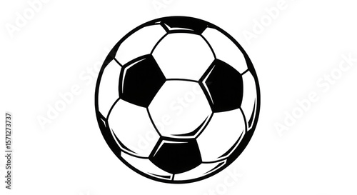 White outline soccer ball on black isolated on a transparent background