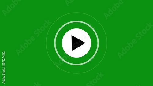 White circle Play button icon. Video and audio music play button animation icon on green background. Play button animation icon concept.
