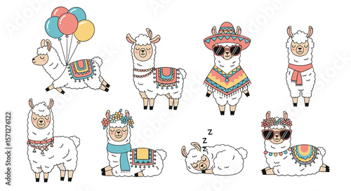 Cute llamas celebrating in a lively party atmosphere adorable animals enjoying festive fun