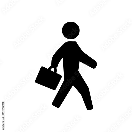 【Business Icons – Meeting】Walking Businessperson with Briefcase／カバンを持って歩くビジネスパーソンのアイコン