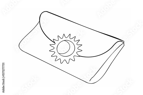 Black and white clutch bag with sun and moon emblem