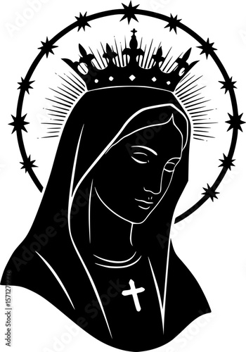 virgin mary portrait with halo and crown
