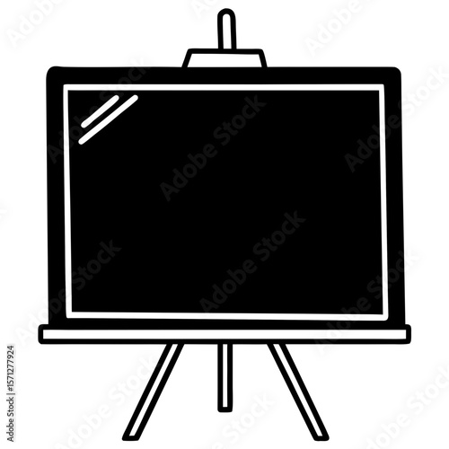 Black easel with blackboard drawing writing