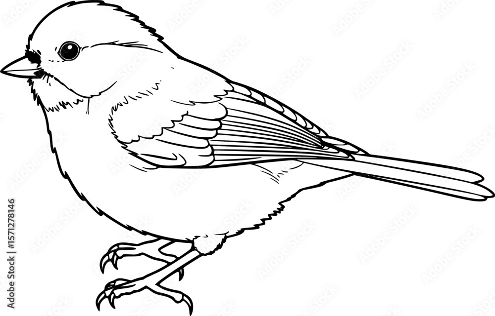 Obraz premium chickadee line art silhouette vector illustration 