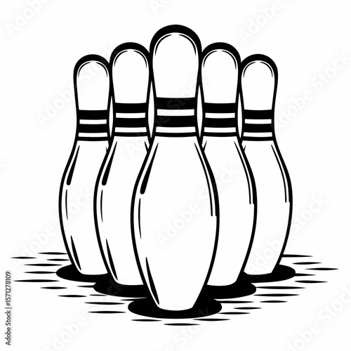 Bowling pins arranged in a formation sports recreation