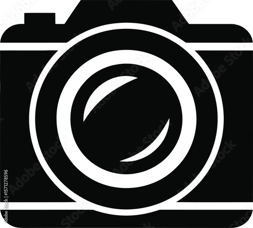 Sleek Black and White Camera Icon for Photography and Visual Arts a Simple and Modern Design Element for Creative Projects and Professional Imagery Representation