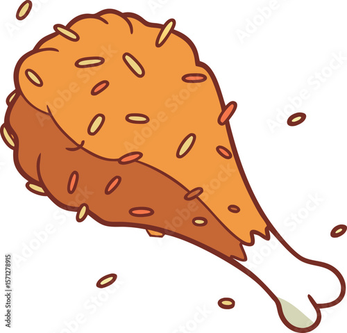 Illustration of a Roasted Turkey for Thanksgiving or Holiday Dinner Celebration