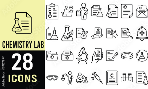 28 Free Chemistry Lab Icons: Research, Science, Experiment, and Medical Vector Graphics