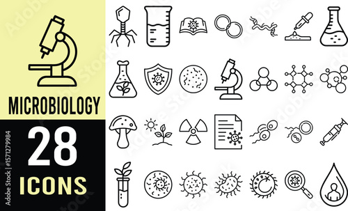 28 Microbiology Icons: Vector Graphics for Science, Research, and Education