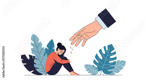 Offering support to a struggling individual and providing comfort through kind gestures