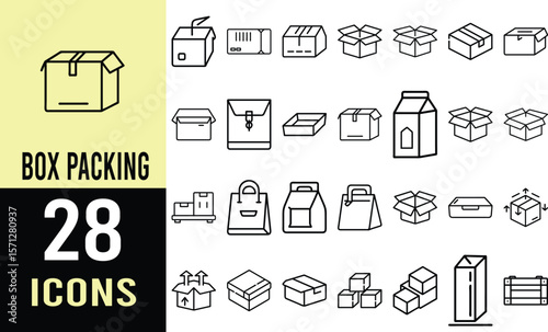 28 Versatile Box Packing Icons: Free Outline Vector Graphics for Design Projects