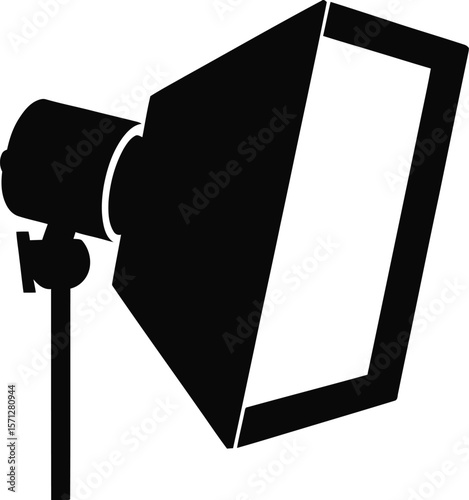 Studio Lighting Equipment Silhouette Professional Photography Softbox for Portraits and Product Photography Isolated Black and White Vector Illustration for Graphic Design and Creative Projects