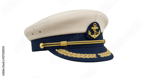 Wallpaper Mural Classic Sailor's Cap with Anchor Emblem Against White Background, Symbolizing Maritime Tradition, Authority, and Nautical Style Torontodigital.ca
