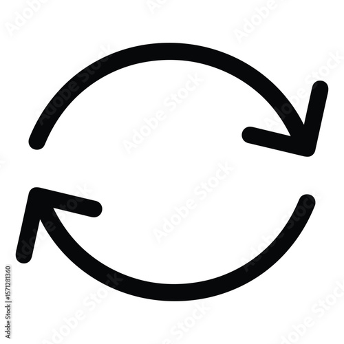  Simple black circular arrows icon representing exchange refresh or continuous process on a white background
