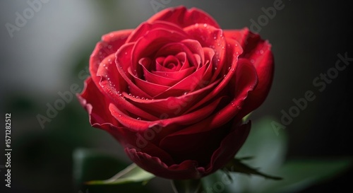 Crimson rose with water droplets red rose petals